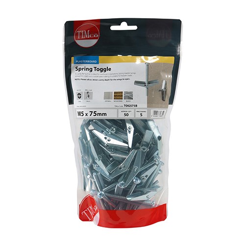 TIMCO Spring Toggles - Zinc M5 x 75mm (50)