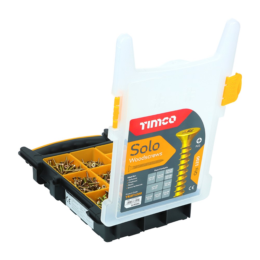 TIMCO Solo Woodscrews - Mixed Tray - PZ (1200 Pack)