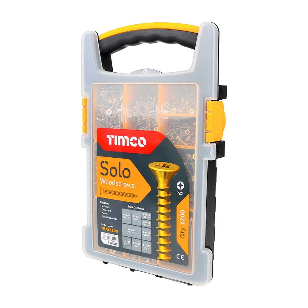 TIMCO Solo Woodscrews - Mixed Tray - PZ (1200 Pack)