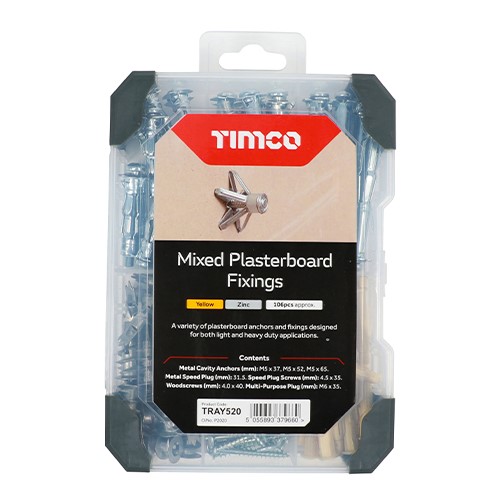 TIMCO Mixed Tray - Plasterboard Fixings 102 Pack