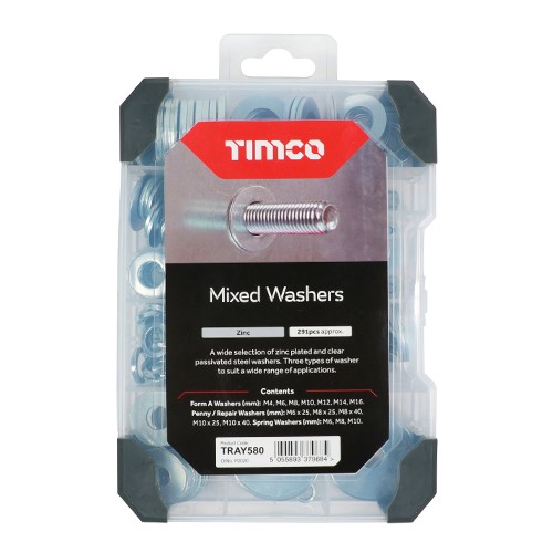 TIMCO Mixed Tray - Washers - Zinc 291 Pack