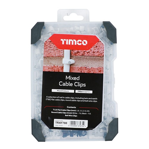 TIMCO Mixed Tray - Cable Clips 290 Pack
