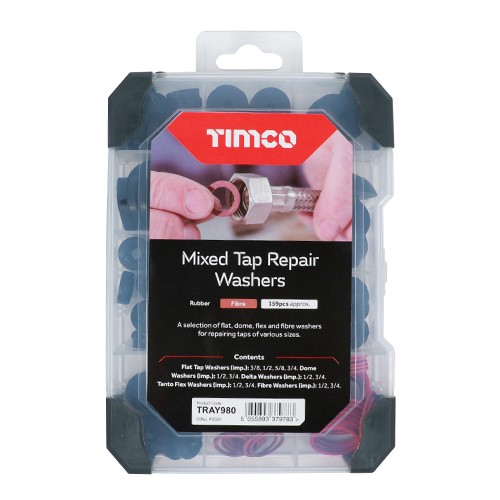 TIMCO Mixed Tray - Tap Repair Washers 159 Pack