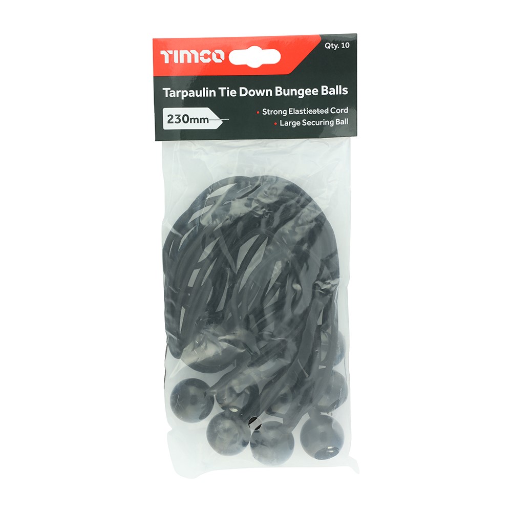 TIMCO Tarpaulin Tie Down Bungee Balls 230mm (10 Bag)