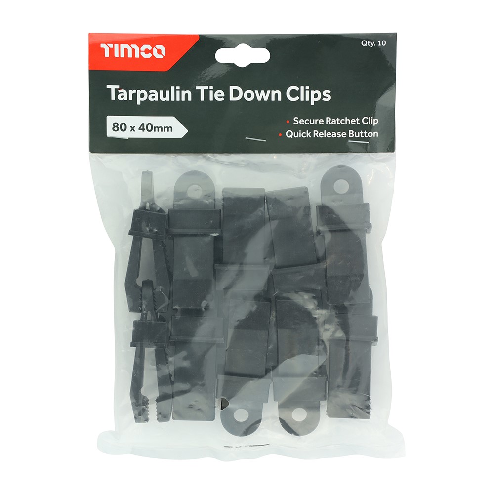 TIMCO Tarpaulin Tie Down Clips 80mm x 40mm (10 Bag)