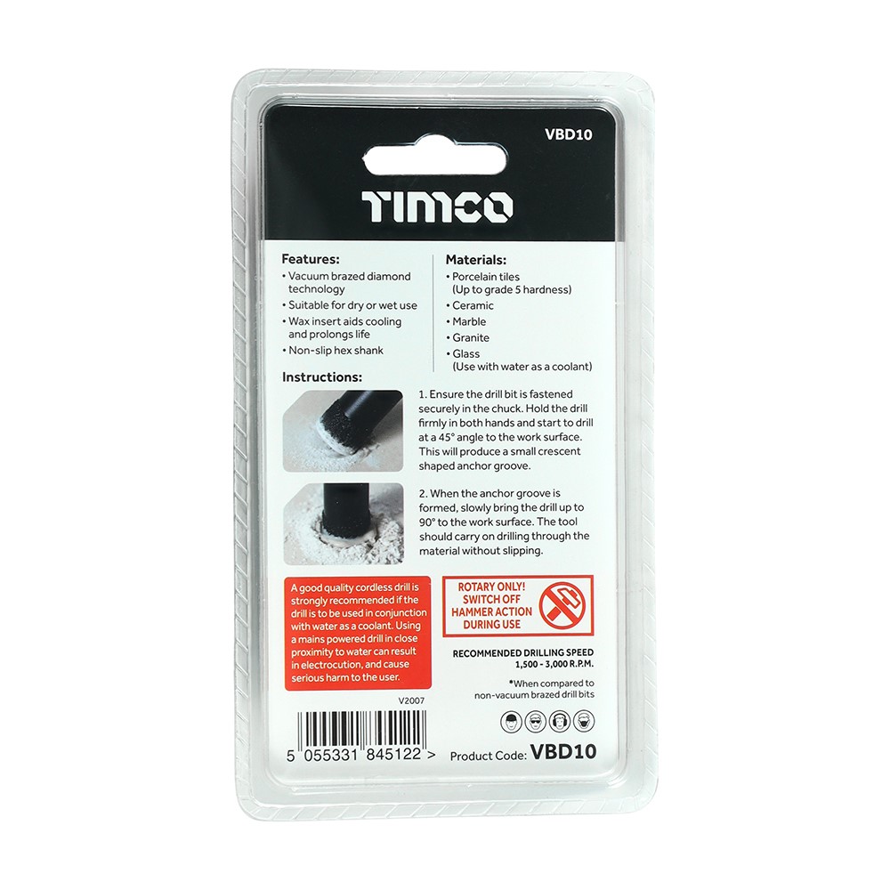 TIMCO Premium Diamond Tile & Glass Bit 10.0mm