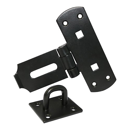 TIMCO Vertical Pattern Bolt On Hasp & Staple - Heavy Duty - Black 6