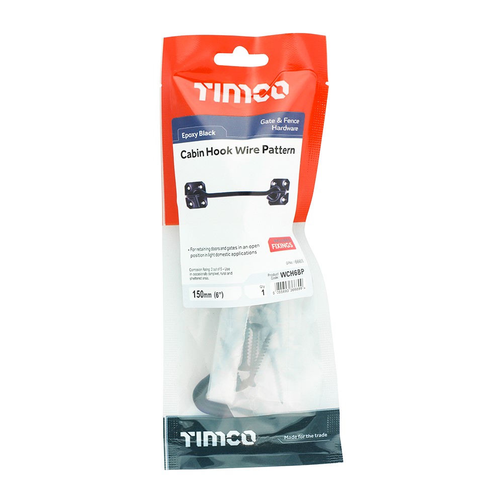 TIMCO Cabin Hooks - Wire Pattern - Black 6