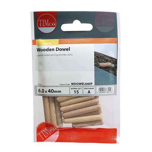 TIMCO Wooden Dowels 6.0 x 40mm (15)