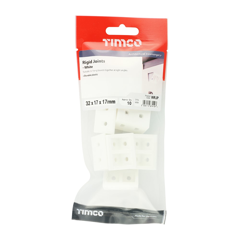 TIMCO Rigid Joints - White 32 x 17 x 17mm (10)