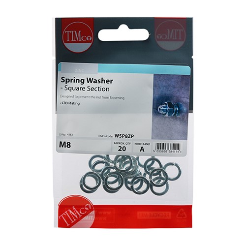TIMCO Spring Washers - Zinc M8 (20 Pack)