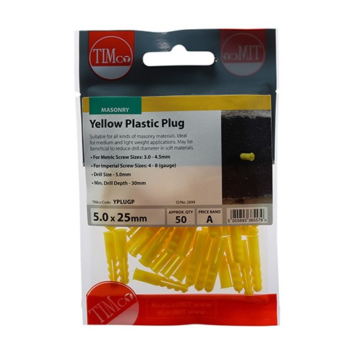 TIMCO Plastic Plugs 25mm (50 Pack)