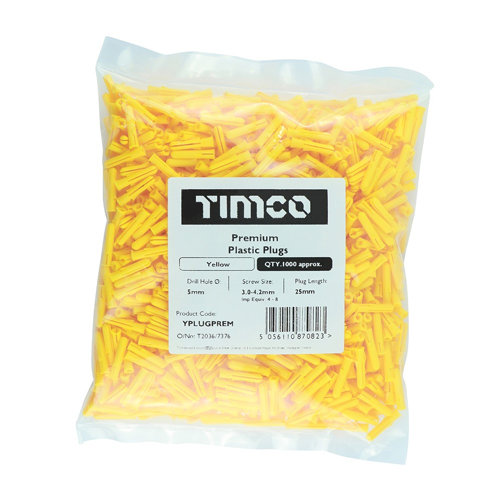 TIMCO Premium Plastic Plugs 25mm (1000 Pack)