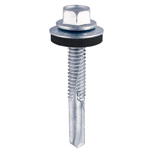TIMCO Self-Drilling Screws - Hex - For Heavy Section Steel - Zinc with EPDM Washer 5.5 x 38mm (100 Pack)