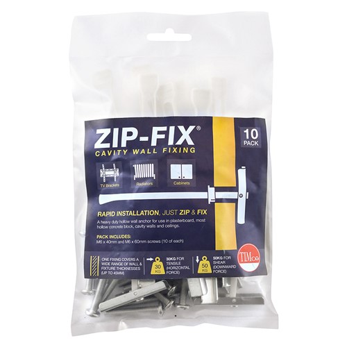 TIMCO Zip-Fix Cavity Wall Fixings - Zinc M6 (10 Bag)