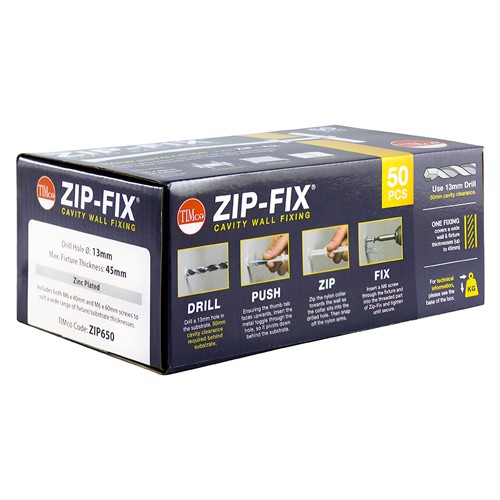 TIMCO Zip-Fix Cavity Wall Fixings - Zinc M6 (50 Pack)
