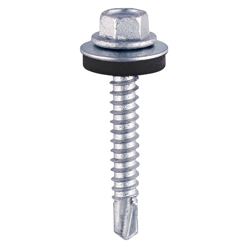 TIMCO Self-Drilling Screws - Hex - For Light Section Steel - Zinc with EPDM Washer 5.5 x 38mm (100 Bag)